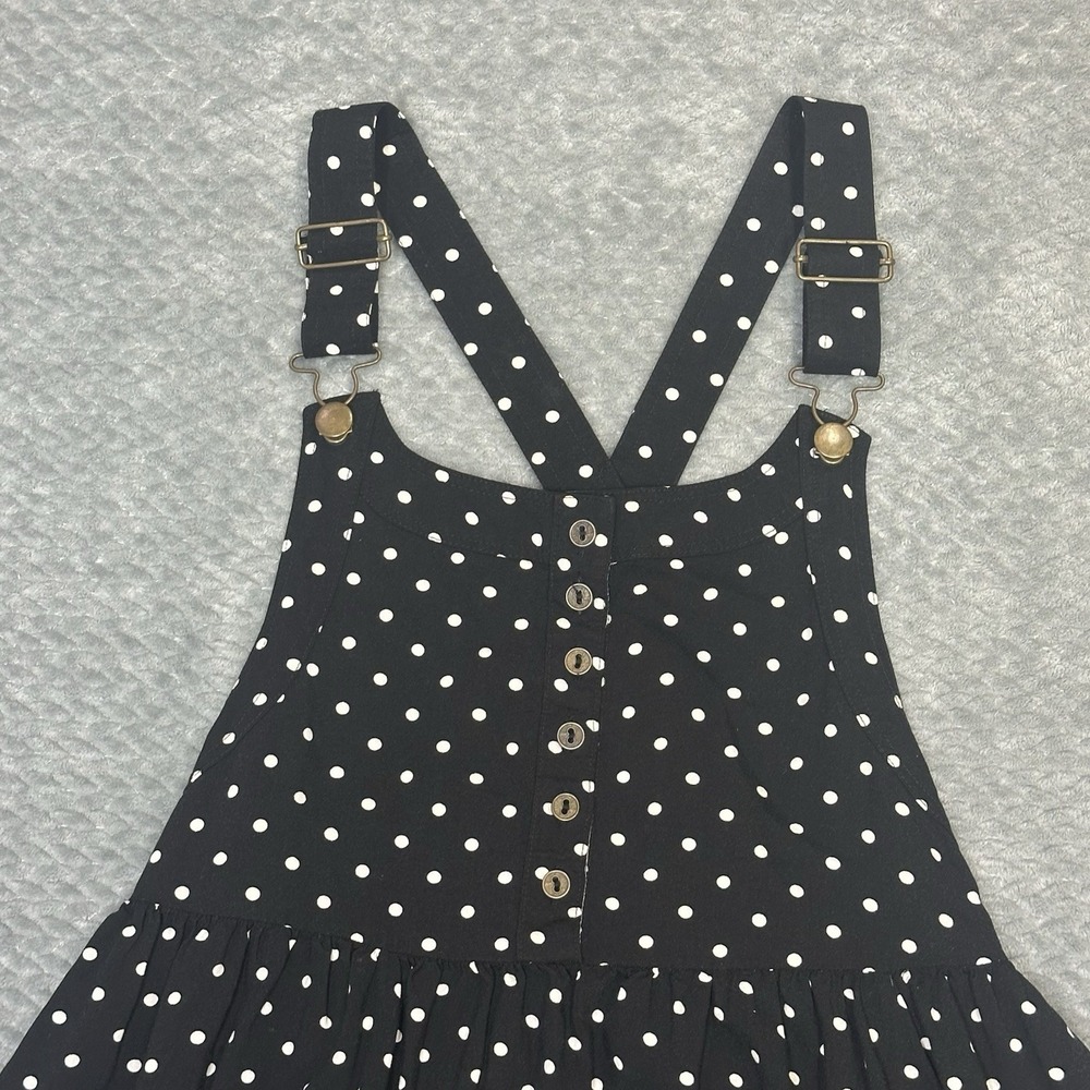 Overalls Dress Pinafore Women's Small Polka Dot Mini Jumper Adjustable Straps - Picture 8 of 11